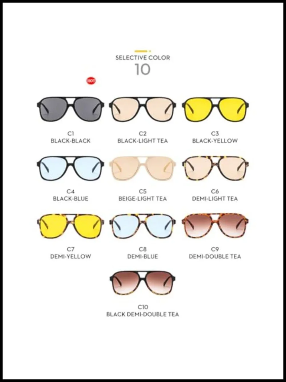 Vintage Oversized Double Beam Pilot Sunglasses Men Women UV400 Large Square